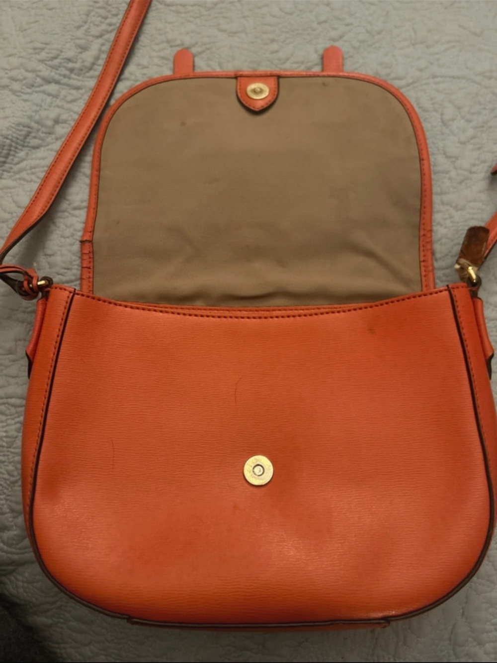 Lauren Ralph Lauren Orange Leather Crossbody with Gold Hardware - Picture 4 of 7